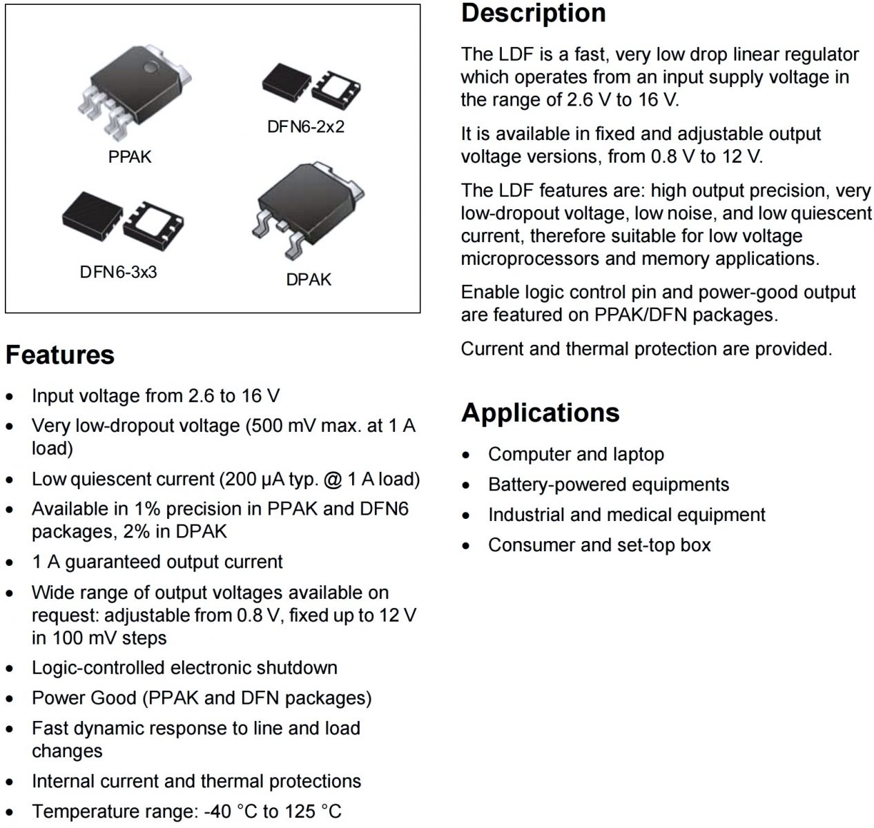 מייצב מתח LDO STMICROELECTRONICS LDF